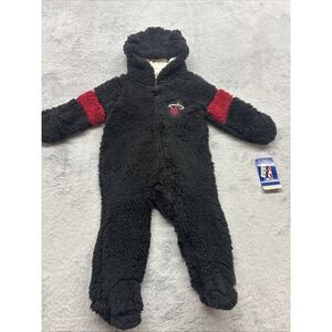 Miami‎ Heat NBA Baby 6/9M Sherpa Outerwear One Piece Romper Full Zip Black